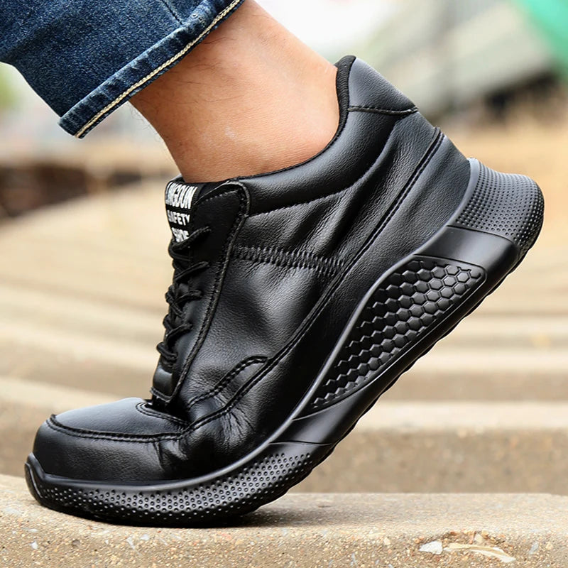 Tênis Edge Kurvo preto no pé, com detalhe da lateral e dos cadarços