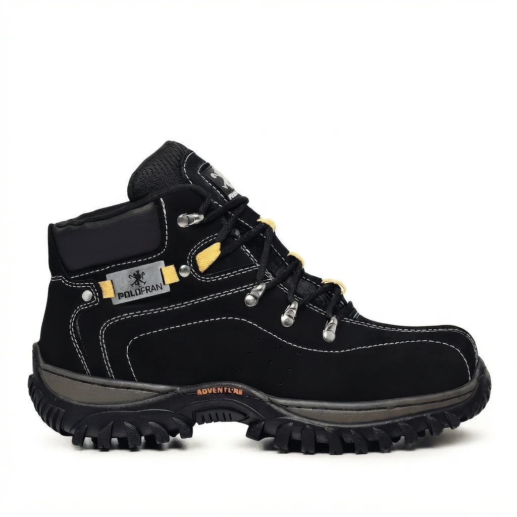 Bota masculina Adventure cano medio preta